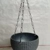 CGASPL Plastic Pots 21 Cm Silver Rattan Hanging Planter With Chain