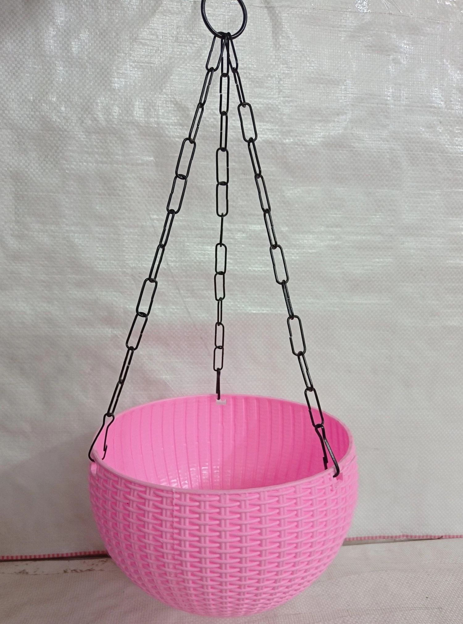 CGASPL Pot-Planters 21 Cm Baby-Pink Rattan Hanging Planter With Chain 3 CGASPL Pot-Planters 21 Cm Baby-Pink Rattan Hanging Planter With Chain