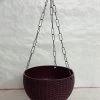 CGASPL 21 Cm Dark-Purple Rattan Hanging Planter With Chain 2 CGASPL 21 Cm Dark-Purple Rattan Hanging Planter With Chain