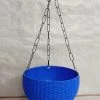 CGASPL 21 Cm Blue Rattan Hanging Planter With Chain 1 CGASPL 21 Cm Blue Rattan Hanging Planter With Chain