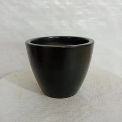 CGASPL Round Black Ceramic Pot (Pack Of 3) Pot-Planters