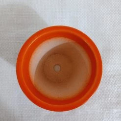 CGASPL Round Ceramic Pot, Orange (Pack Of 3) Pot-Planters