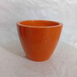 CGASPL Round Ceramic Pot, Orange (Pack Of 3) Pot-Planters