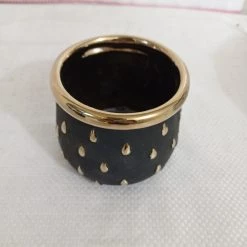 CGASPL Fancy 2 Painted Ceramic Pot Black-Gold Pot-Planters