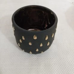 CGASPL Fancy 1 Painted Ceramic Pot Black-Gold Pot-Planters