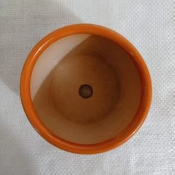 CGASPL Handi Shaped Round Ceramic Pot Orange