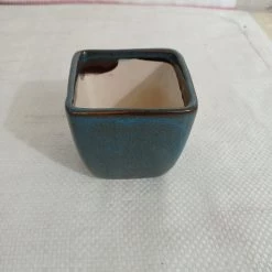 CGASPL Small Square Ceramic Pot Peacock Color ( Pack Of 3)
