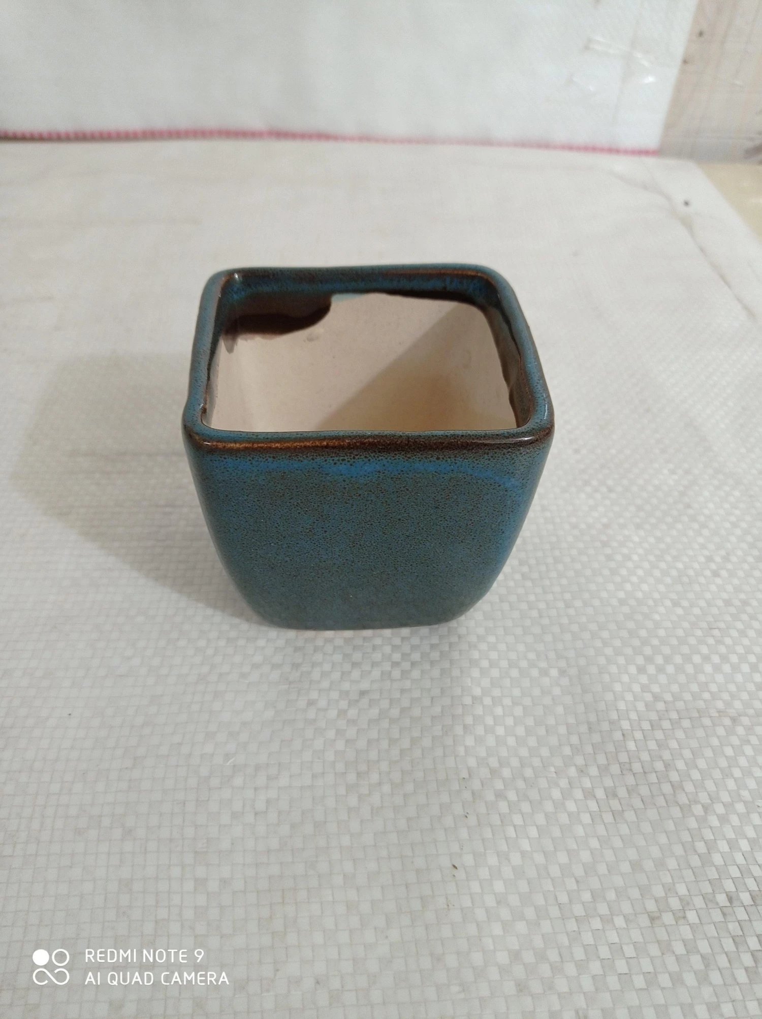 CGASPL Small Square Ceramic Pot Peacock Color ( Pack Of 3) 4 CGASPL Small Square Ceramic Pot Peacock Color ( Pack Of 3)