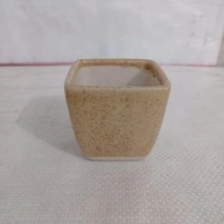 CGASPL Pot-Planters Small Square Ceramic Pot Cream Color (Pack Of 3)