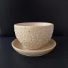 CGASPL Cup Shaped Ceramic Pot With Plate Cream Color02 Pot-Planters