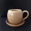 CGASPL Pot-Planters Cup Shaped Ceramic Pot With Saucer Cream Color03