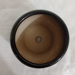 CGASPL Handi Shaped Round Ceramic Pot Black Pot-Planters