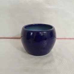 CGASPL Handi Shaped Round Ceramic Pot Blue Pot-Planters