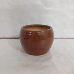 CGASPL Handi Shaped Round Ceramic Pot Brown
