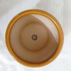 CGASPL Handi Shaped Round Ceramic Pot Yellowish Brown Pot-Planters