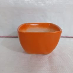 CGASPL Square Ceramic Pot Orange (Pack Of 3) Pot-Planters