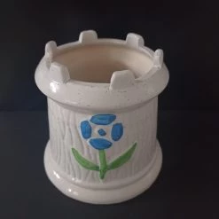 CGASPL Pot-Planters Round Tulsi Shape White Ceramic Pot