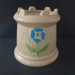 CGASPL Round Tulsi Shape Cream Ceramic Pot