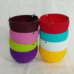 CGASPL Pot-Planters 16 Cm Multi Color Rattan Hanging Planter (Small) Any 5 Colors