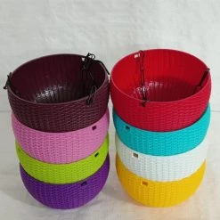 CGASPL Pot-Planters 16 Cm Multi Color Rattan Hanging Planter (Small) Any 5 Colors