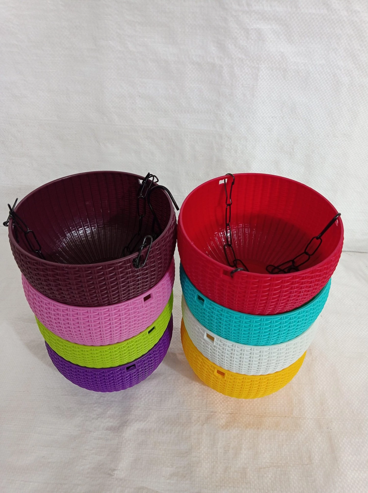 CGASPL Pot-Planters 16 Cm Multi Color Rattan Hanging Planter (Small) Any 5 Colors 6 CGASPL Pot-Planters 16 Cm Multi Color Rattan Hanging Planter (Small) Any 5 Colors