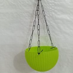 CGASPL 16 Cm Green Rattan Hanging Planter (Small)