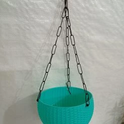 CGASPL Pot-Planters 16 Cm Turq Rattan Hanging Planter (Small)