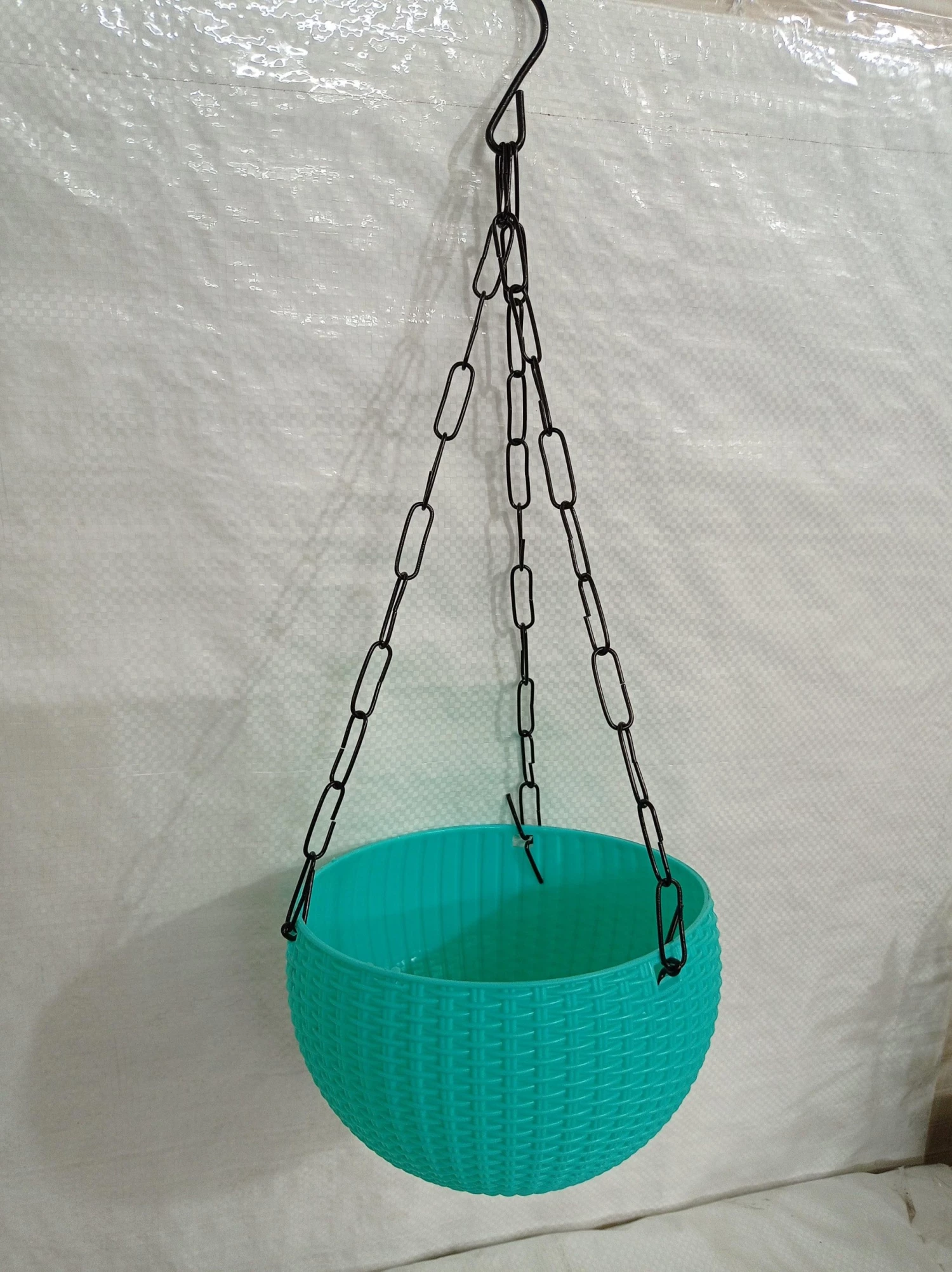 CGASPL Pot-Planters 16 Cm Turq Rattan Hanging Planter (Small) 3 CGASPL Pot-Planters 16 Cm Turq Rattan Hanging Planter (Small)