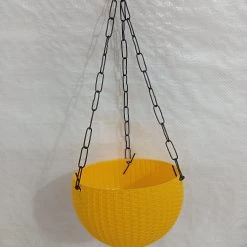 CGASPL 16 Cm Yellow Rattan Hanging Planter (Small) Pot-Planters