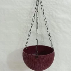 CGASPL 16 Cm Coffee Rattan Hanging Planter (Small)