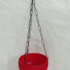 CGASPL 16 Cm Red Rattan Hanging Planter (Small) Pot-Planters