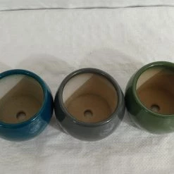 CGASPL Round Ceramic Pots Set (Qty 3 Pots)