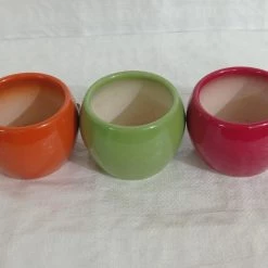 CGASPL Pot-Planters Round Ceramic Pots Set (Qty 3 Pots) Orange, Off White & Green 9 CGASPL Pot-Planters Round Ceramic Pots Set (Qty 3 Pots) Orange, Off White & Green