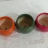 CGASPL Pot-Planters Round Ceramic Pots Set (Qty 3 Pots) Orange, Red & Green