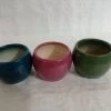 CGASPL Pot-Planters Round Ceramic Pots Set (Qty 3 Pots) Dark Blue, Turtle Green & Wine Color