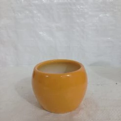CGASPL Round Yellow Ceramic Pot