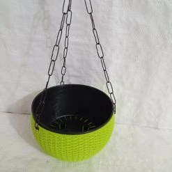 CGASPL 18 Cm Green Rattan Hanging Planter With Chain 7 CGASPL 18 Cm Green Rattan Hanging Planter With Chain