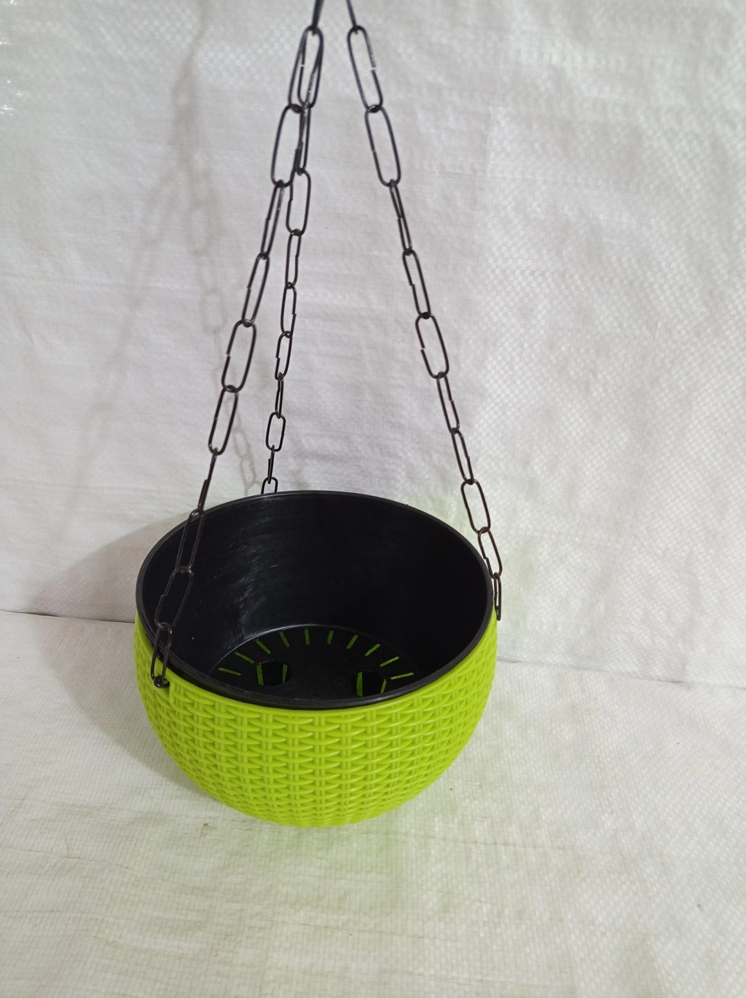 CGASPL 18 Cm Green Rattan Hanging Planter With Chain 4 CGASPL 18 Cm Green Rattan Hanging Planter With Chain