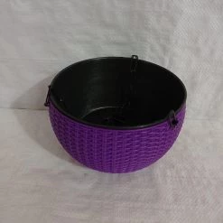 CGASPL 18 Cm Violet Rattan Hanging Planter With Chain