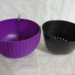 CGASPL 18 Cm Violet Rattan Hanging Planter With Chain