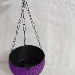 CGASPL 18 Cm Violet Rattan Hanging Planter With Chain