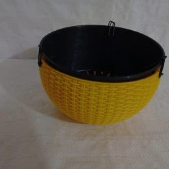 CGASPL 18 Cm Yellow Rattan Hanging Planter With Chain