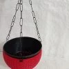 CGASPL 18 Cm Red Rattan Hanging Planter With Chain Plastic Pots
