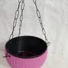 CGASPL 18 Cm Baby Pink Rattan Hanging Planter With Chain Plastic Pots