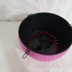 CGASPL 18 Cm Baby Pink Rattan Hanging Planter With Chain Plastic Pots