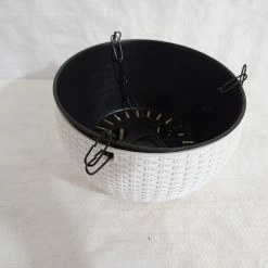 CGASPL Plastic Pots 18 Cm White Rattan Hanging Planter With Chain