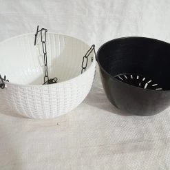 CGASPL Plastic Pots 18 Cm White Rattan Hanging Planter With Chain