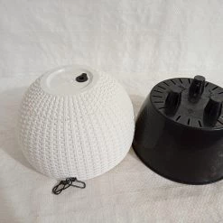 CGASPL Plastic Pots 18 Cm White Rattan Hanging Planter With Chain