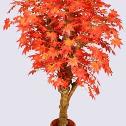 CGASPL Artificial Plants Artificial Maple Red Tree In Coffee Wood With Branches - 4 Feet