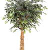 CGASPL Artificial Mini Varigated Ficus Real Touch In Coffee Wood - 5 Feet